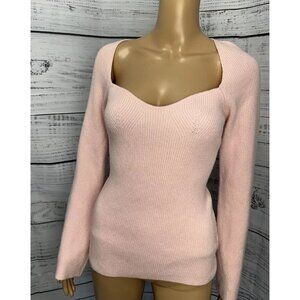 NWT LILLUSORY Sweater XL Sweetheart Neck Ribbed Knit Barbie Pink Super Soft